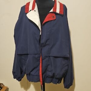 Haggar Men's Blue and Red Windbreaker